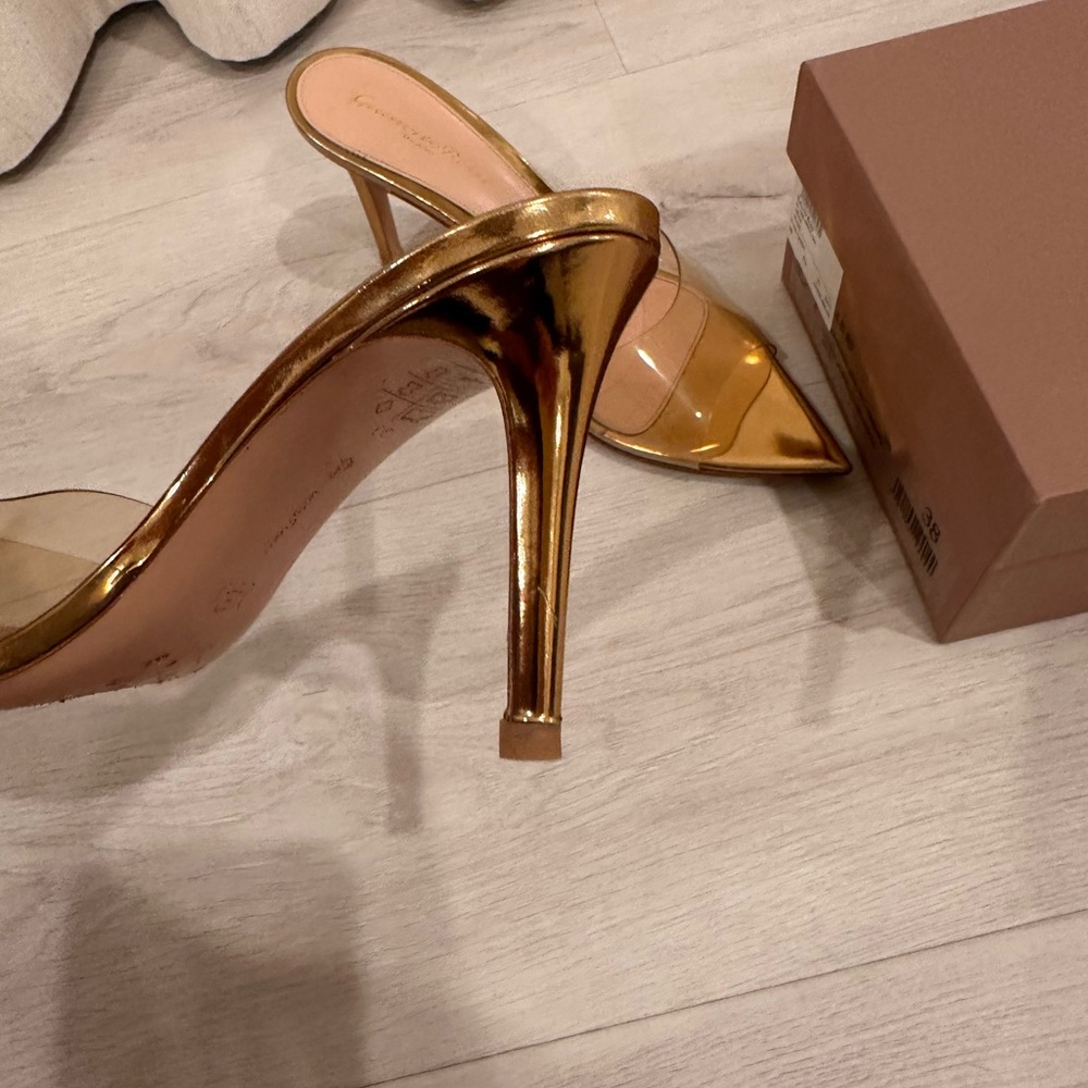 Gianvito Rossi Gold Slingback Heels - Picture 2 of 5
